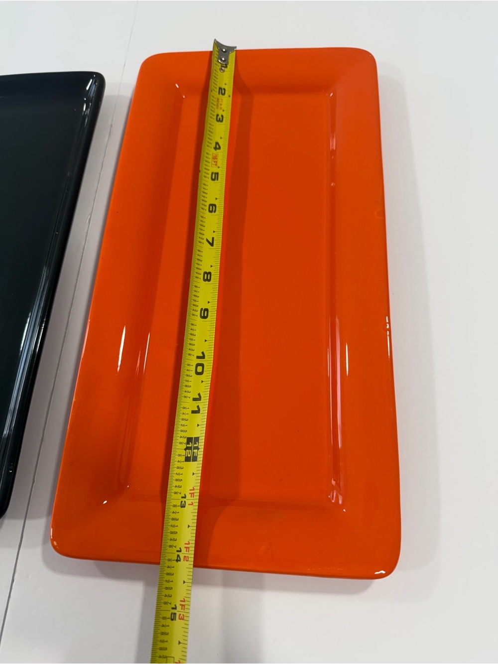 Black and Orange Ceramic Serving Trays - Sleek Rectangle Set - Picture 3 of 8